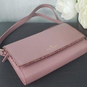 New! Kate Spade Glitter Pink Leather Crossbody Bag